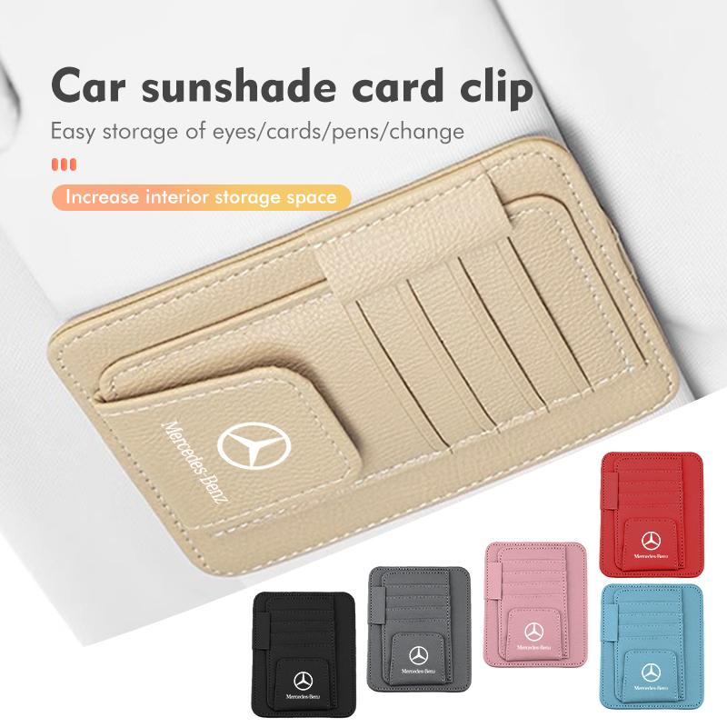 Car Sun Visor Pocket Storage Organizer Interior Accessories For Benz AMG A C E S G Class W201 W210 W108 W204 W205 W203 ZK2