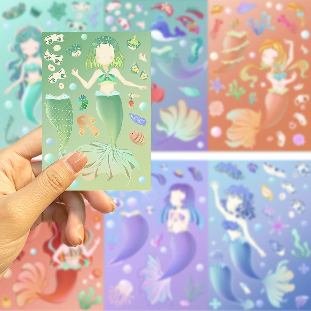 8 Cartoon Little Mermaid Stickers Hand DIY Decorative Hand Account Mobile Phone Case Decoration Waterproof Stickers