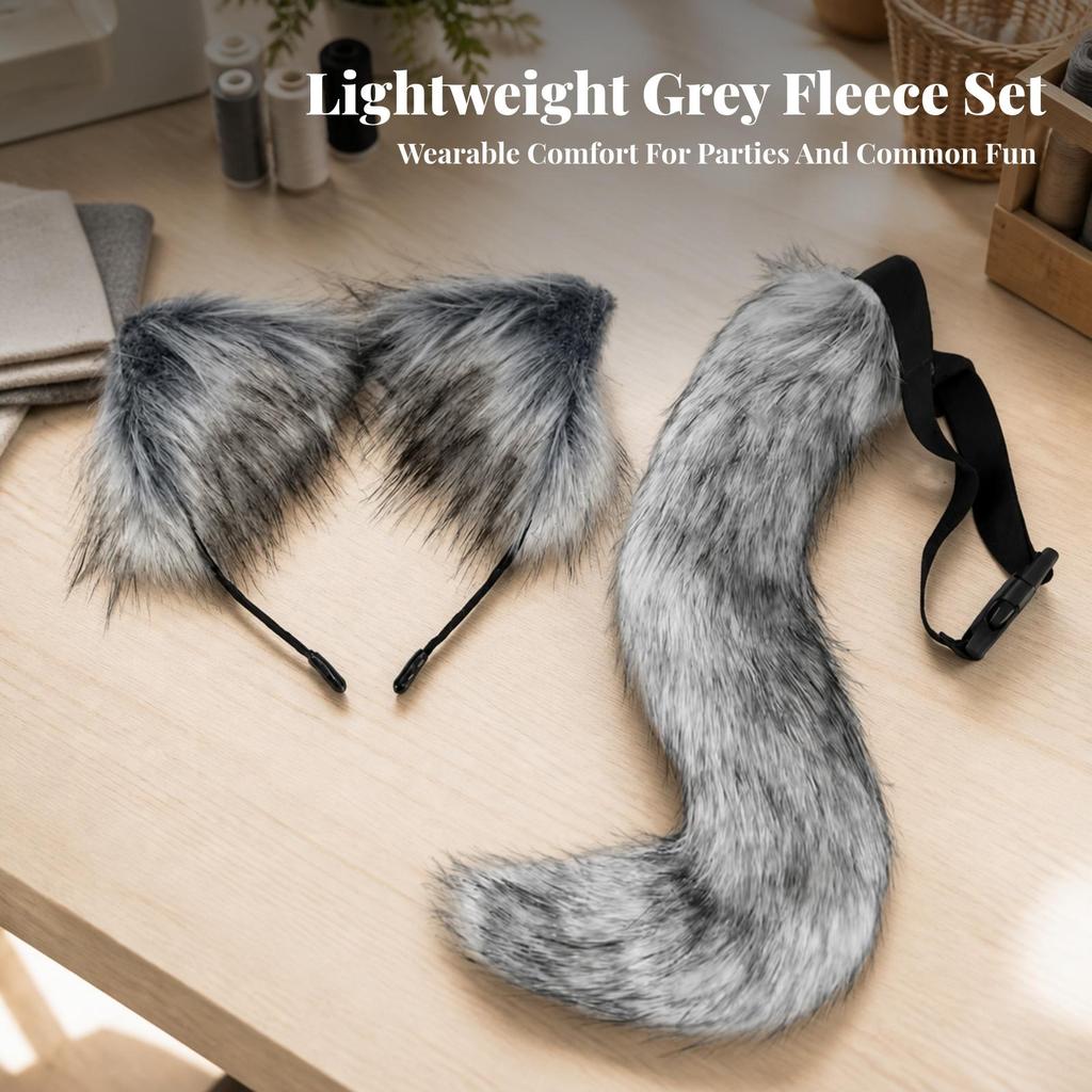 Cat Ear Headband with Tail Furry Ears Long-Lasting for Cosplayers