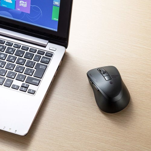 SANWA SUPPLY Мышь Bluetooth 5.0 Бесшумная Синий светодиод 5 кнопок 2400dpi (3 уровня переключения) Маленькая черная MA-BTBL155BK