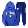 New Love Pattern Winter Couple Hoodie Suit Hoodie and Pants 2 Pieces Casual TracksuitSet Youth Popular Sports and Leisure