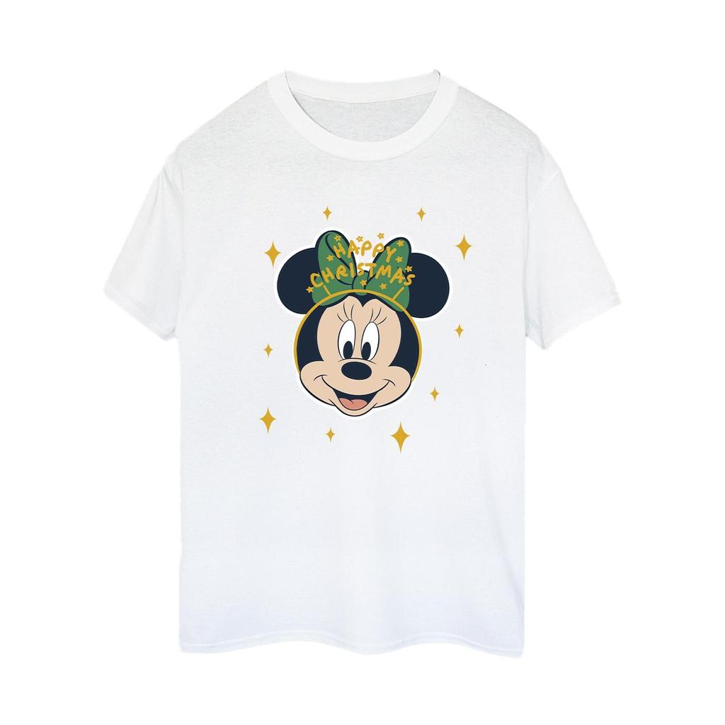 Disney Womens/Ladies Minnie Mouse Happy Christmas Cotton Boyfriend T-Shirt