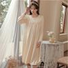 Court-style Princess Sleepwear for Women, Winter and Autumn, French Sweet and Cute Lace with Flowers and Frills, Loose Nightwear