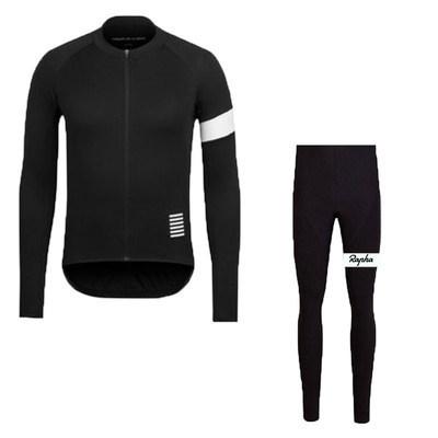 Autumn/Winter Long-Sleeve Cycling Suit Set for Men, Quick-Dry Breathable Mountain Bike Riding Suspender Pants
