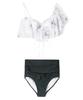 Купальник Бикини легкий и подчеркивающий фигуру Бикини на косточках Белый х Серый [Рай Санаи] комплект, [Легкий купальник] 55-53-4-1684