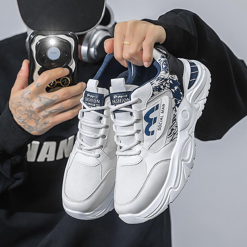 Мужская обувь осень новая мужская кожаная обувь для отдыха на открытом воздухе средней высоты спортивная обувь на платформе универсальная модная обувь