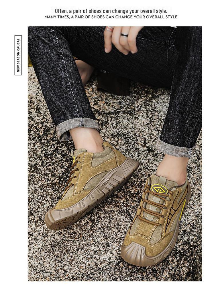 Новые осенние износостойкие мужские повседневные низкие рабочие туфли - удобные и модные для улицы и охраны труда