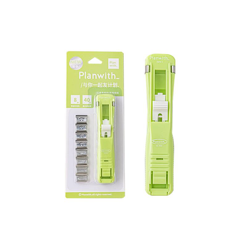 1Pc Creative Stapler Without Staples Creative Simplicity Candy Color Pusher A4 Paper Storage Clip Pusher Office/student Supplies