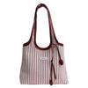 Stripes Fashion Women Large Bag Magnetic Closure Inner Compartments Work School