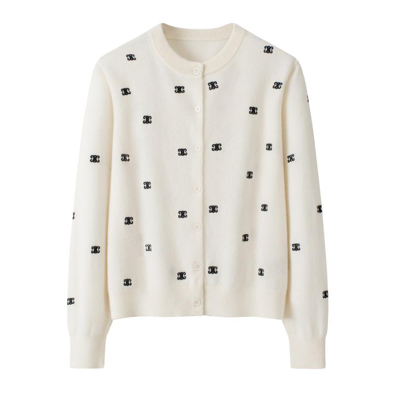 Женский свитер из 100% чистого кашемира с круглым вырезом, вышивкой и свободного кроя