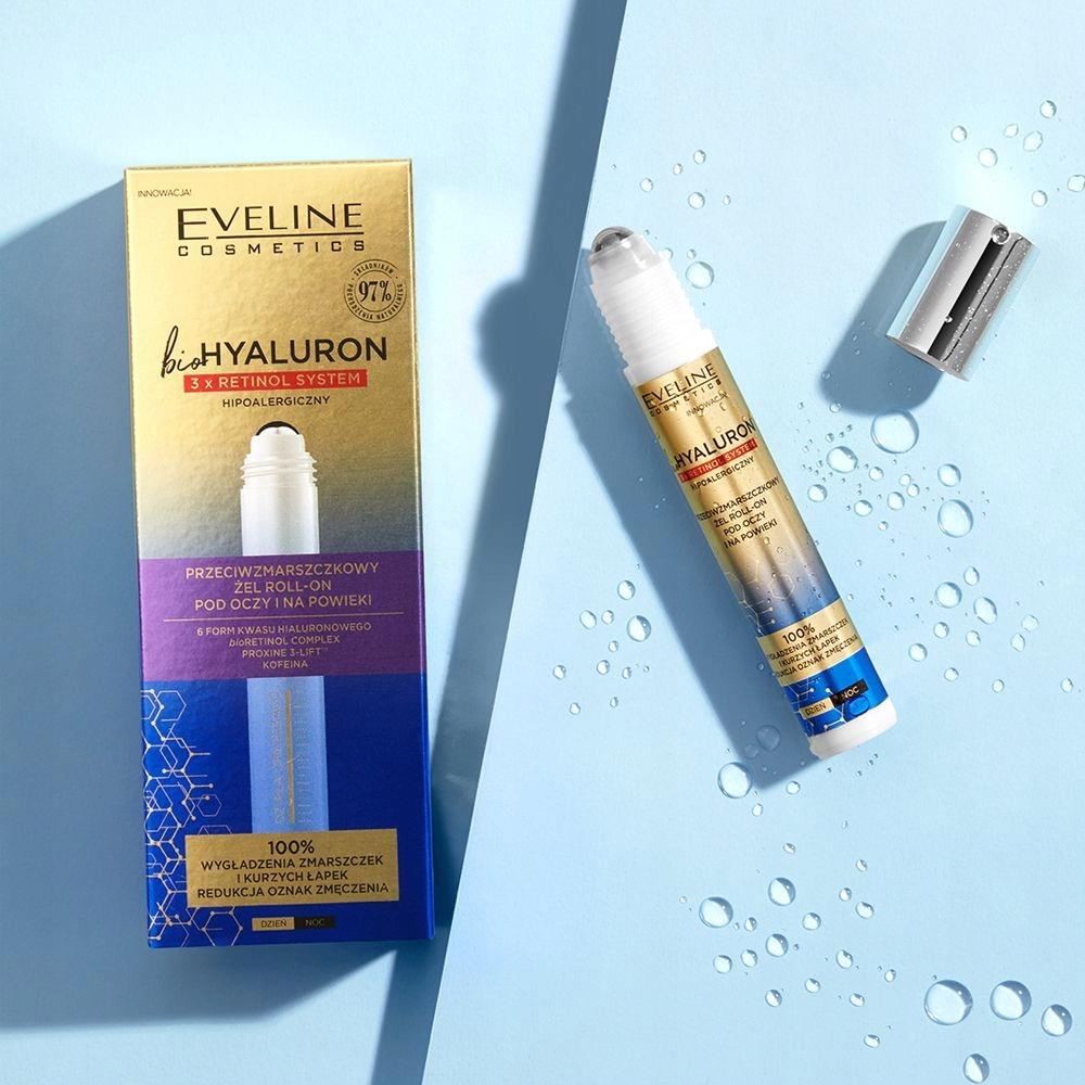 Eveline bio hyaluron żel roll-on pod oczy 3x retinol 15 ml