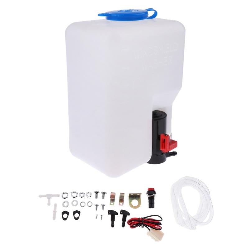 Комплект бака для омывателя лобового стекла автомобиля с форсунками, шланг для водяного насоса 12 В 1,5 л, резервуар для насоса для омывателя лобового стекла