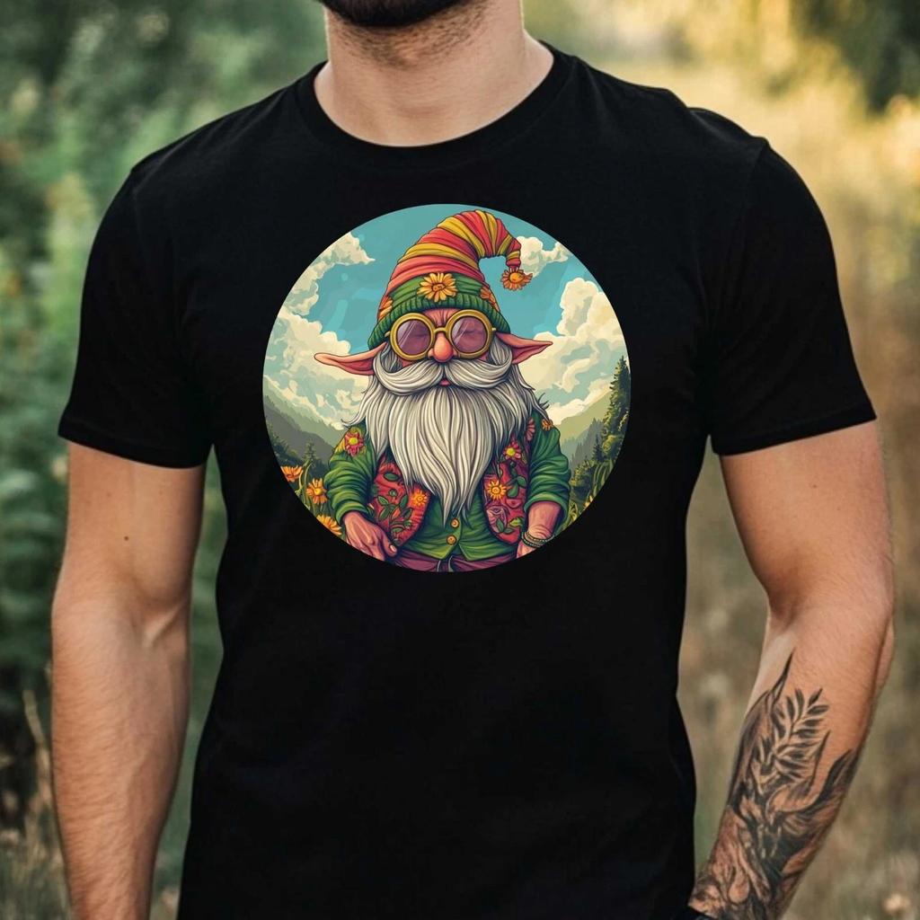 T-Shirt Herren Hippie Zwerg Motiv Baumwolle Größe XS bis 5XL