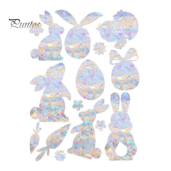 1/3 листа пасхальная наклейка на окно водонепроницаемая ПВХ голографическая наклейка на стекло в виде ловца солнца кролика, яйца, цветка, праздничная наклейка для украшения вечеринки