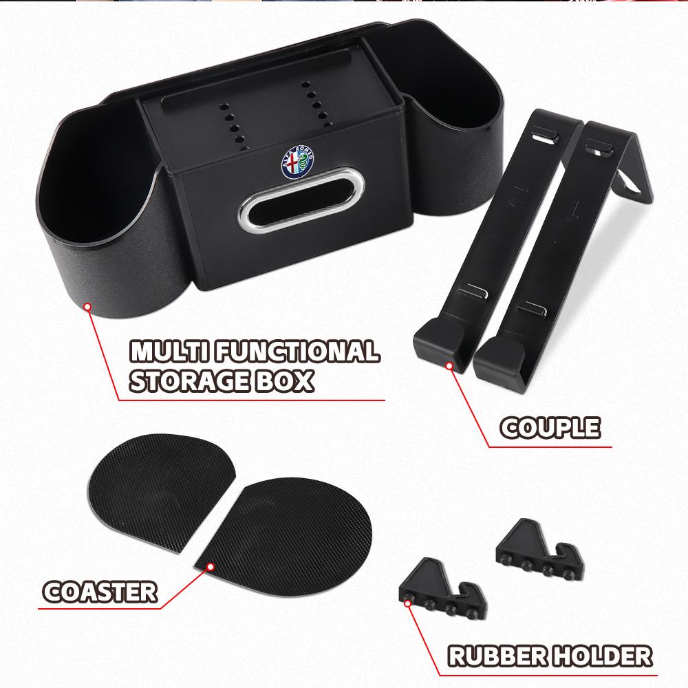 YYCE3 1PC For Alfa Romeo 159 Giulietta Mito 147 Stelvio Multifunctional Car Tissue Box Organizing Phone Holder Storage Box Accessories