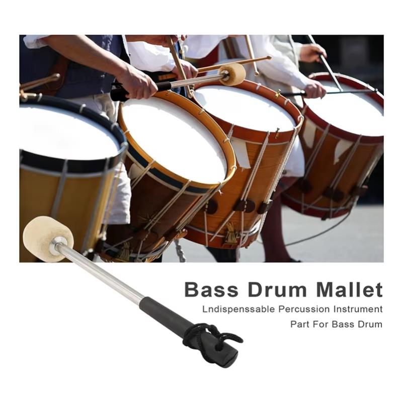 2 Pcs 12.5Inch Bass Steel Drum Mallets,Wool Felt Drum Sticks with Stainless Steel Handle Anti-Slip Wool Drum Mallets 3