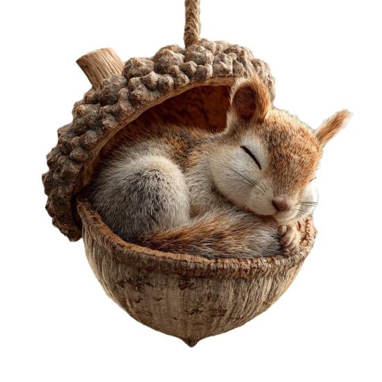 1/6Pcs Car Pendant Charming Squirrel Hedgehog Fox Acorn Acrylic Ornaments Christmas Tree Tabletop Car Accents Holiday