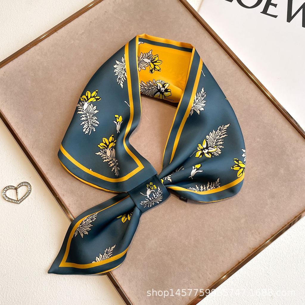Silk Scarf Small Long Square Scarf Women'S High-End Neck Protection Scarf Professional Matching Shirt Scarf