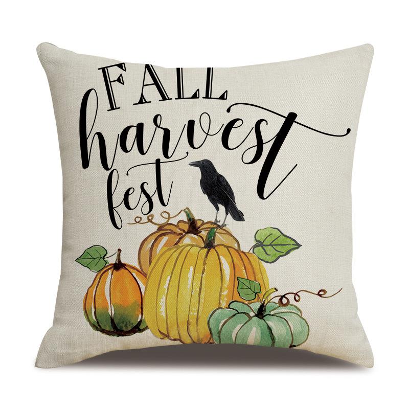 Подушка из льна на День благодарения, осенняя наволочка с принтом тыквы