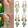 1 Pair Ladies Earrings Eye-catching Fine Workmanship Tassel Golden Plated Delicate Polishing Dress Up Vibrant Color Green Simulated Emerald Earrings