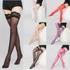 Lady Non Slip Silicone Stocking Women's Fashionable Peacock Lace Top Shiny Stockings Tiptoe Transparent Breathable and Sexy Hosiery