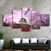 Japanese Cherry Blossom Paintings On Canvas, Vintage Posters and Prints, Living Room Pictures, Home Decoration, 5 Panels
