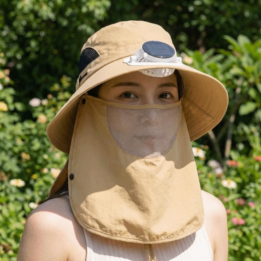 Adjustable Solar Rechargeable Fan Hat Portable Wide Brim Fan Hat Fishing Sun Shading Hat Travel