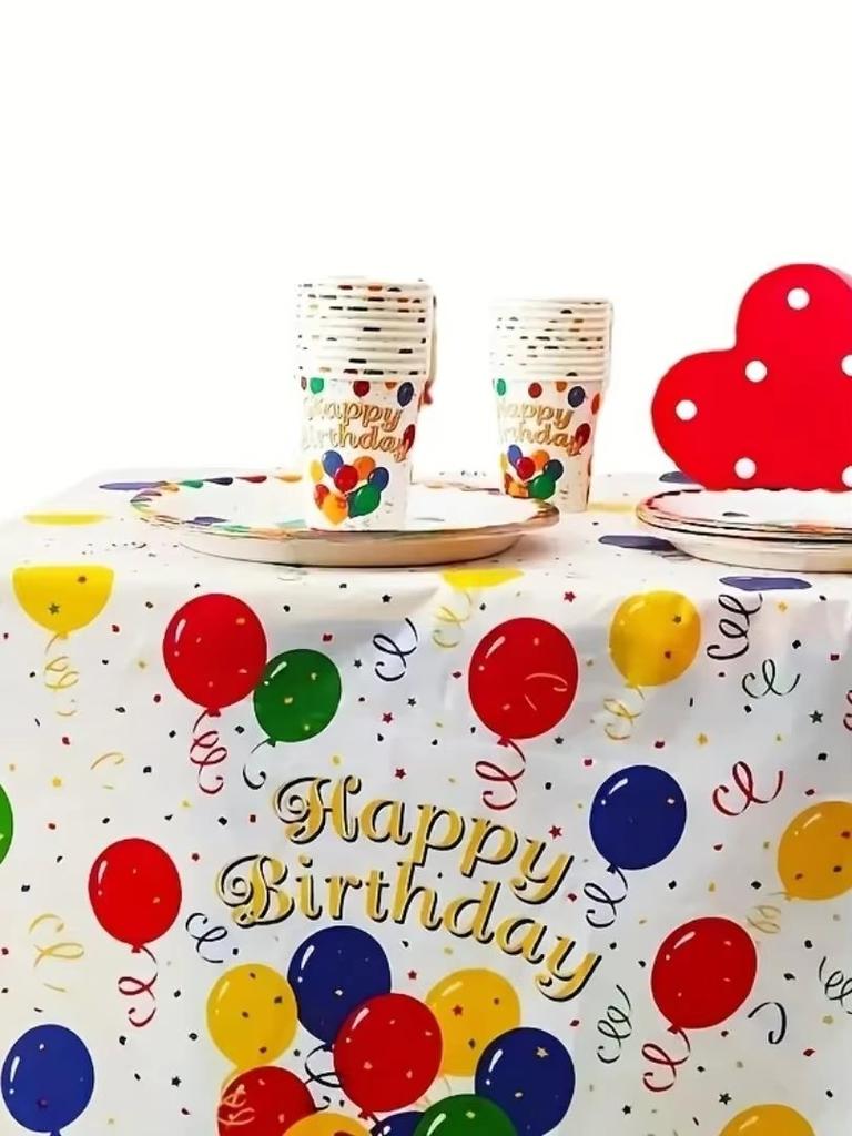 Disposable PEVA Plastic Tablecloth Thickened Oil proof Cartoon Balloon Tablecloth Birthday Party Kindergarten Tablecloth Wholesa