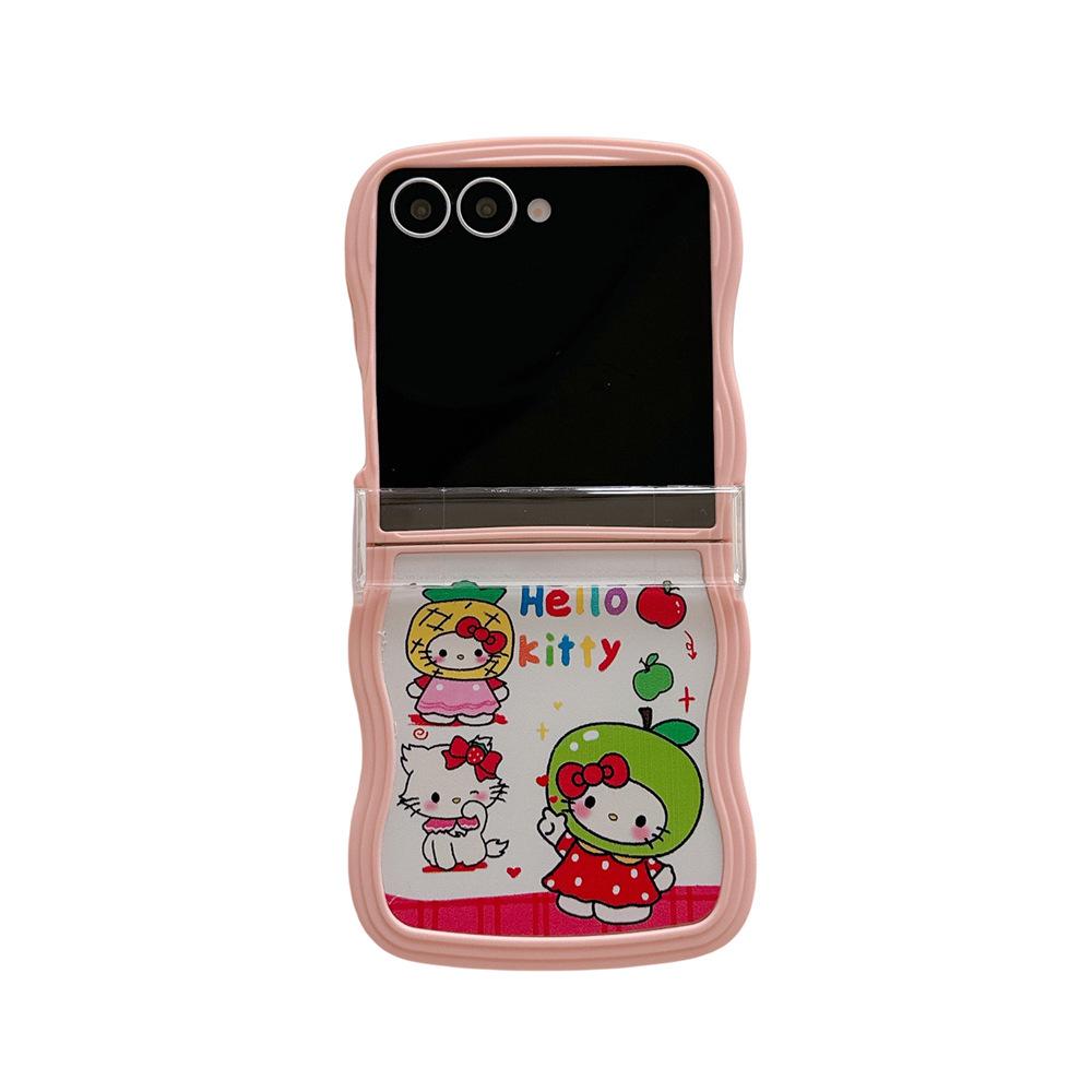 Складной мягкий чехол для телефона Samsung Galaxy Z Flip Series Hello Kitty с ремешком