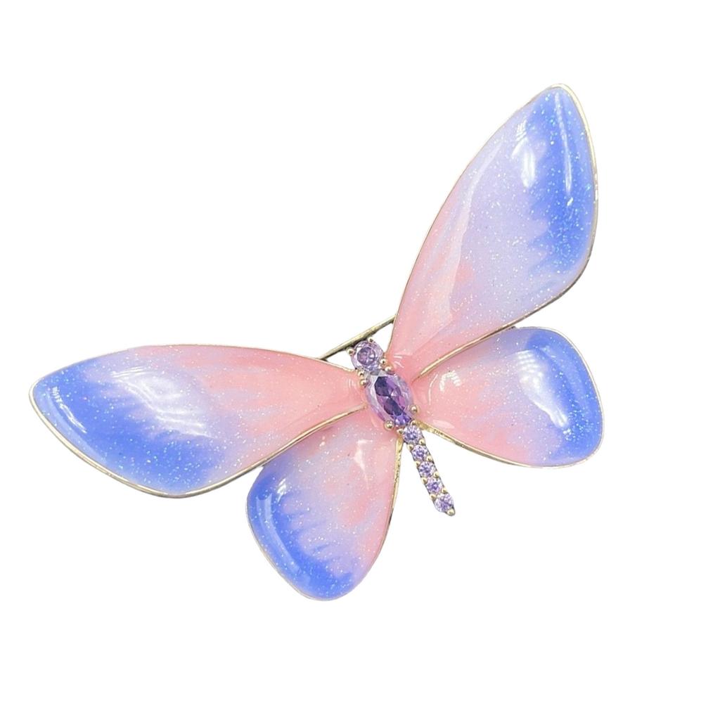 Elegant Butterfly Metamorphosis Gradient Color Copper Brooch Chic Butterfly Pin For Women Stylish Outfit Accessory