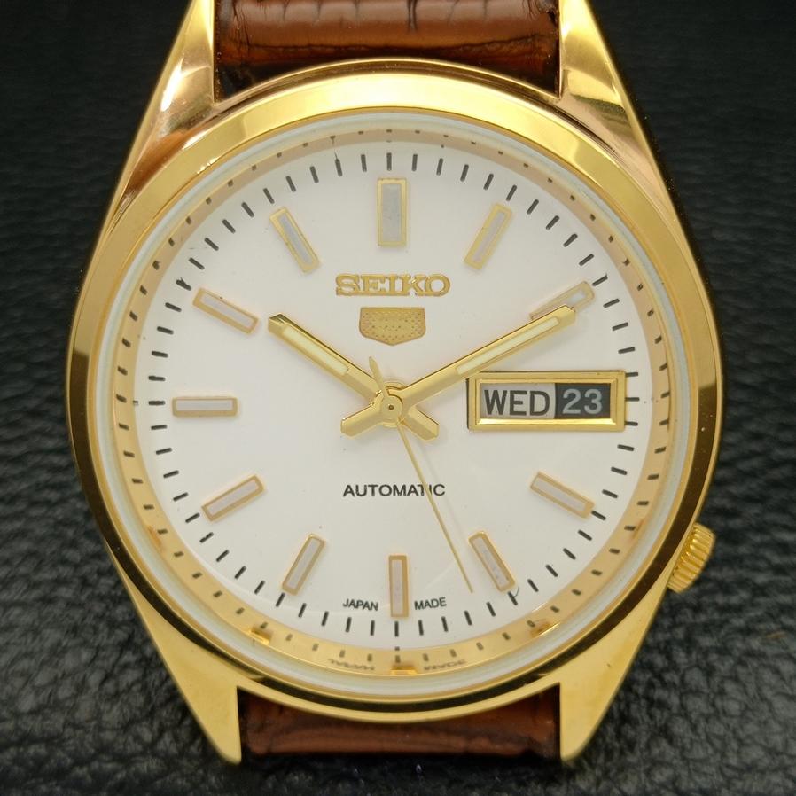 ВОССТАНОВЛЕННЫЕ ВИНТАЖНЫЕ SEIKO 5 AUTO 6309A ЯПОНИЯ МУЖСКИЕ ЧАСЫ С БЕЛЫМ ЦИФЕРБЛАТОМ a425907-2