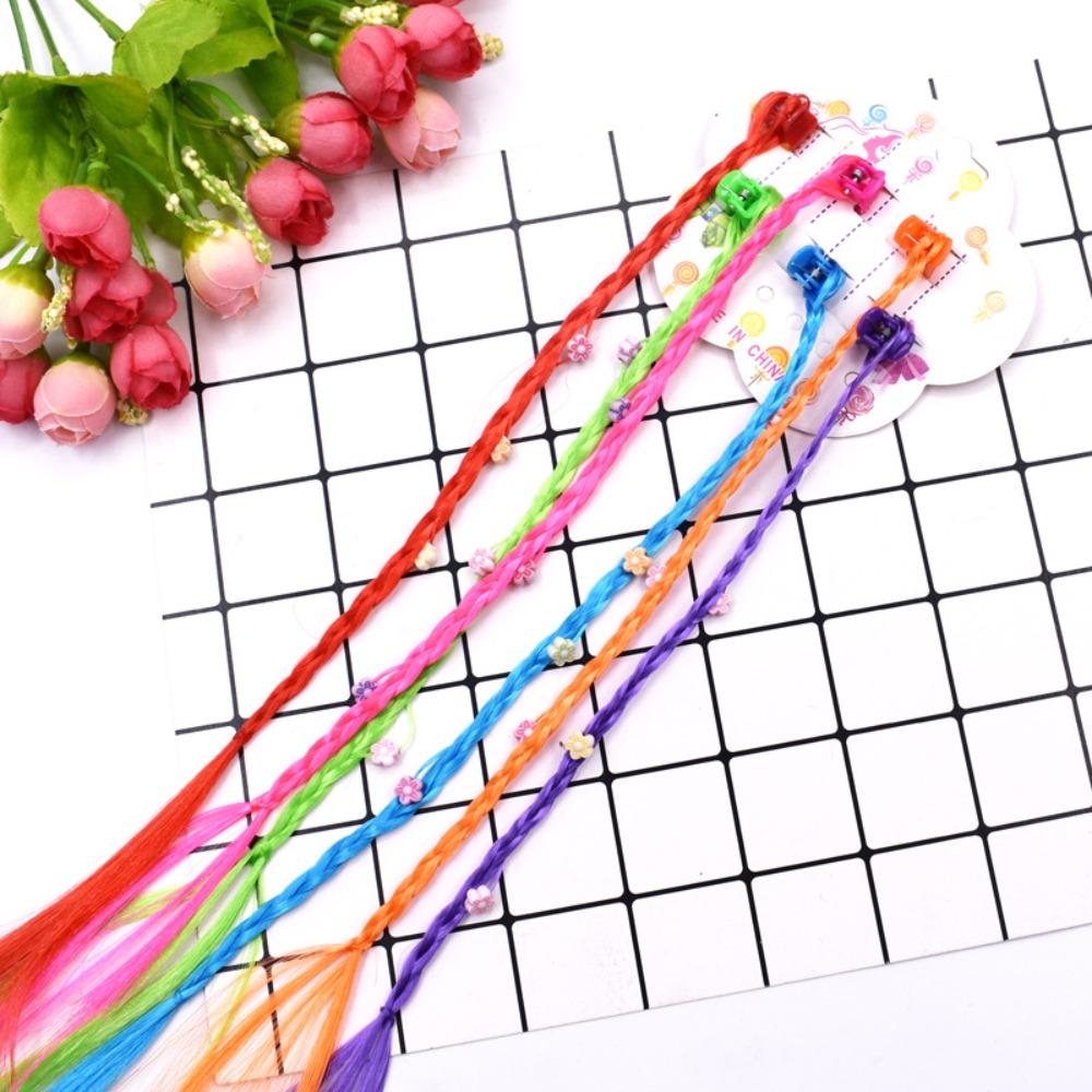 Милые красочные косички, аксессуары для волос, Радужный плетеный хвост, шиньоны для детей, девочек