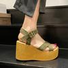Fashion 9cm High Women Sandals Wedge Heel Summer New Fashion Platform Thick Bottom Buckle Casual Comfortable Walking Shoes