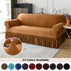 Однотонный чехол для дивана с юбкой, эластичный угловой чехол для гостиной, нескользящие чехлы для кресел, 1/2/3/4 сиденья, домашний декор