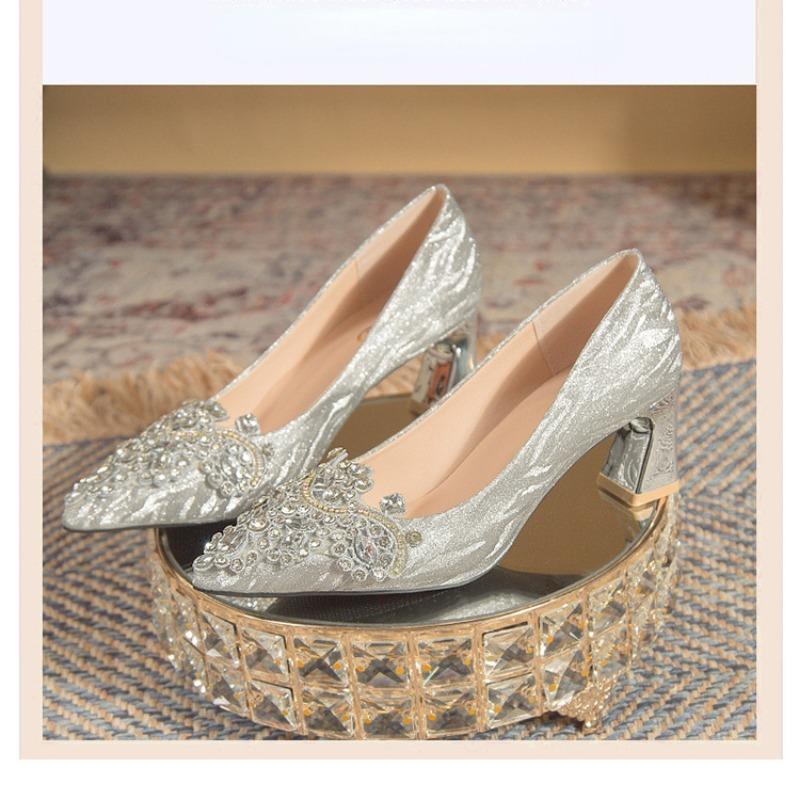 Женские свадебные туфли во французском стиле на высоком каблуке, женские вечерние туфли