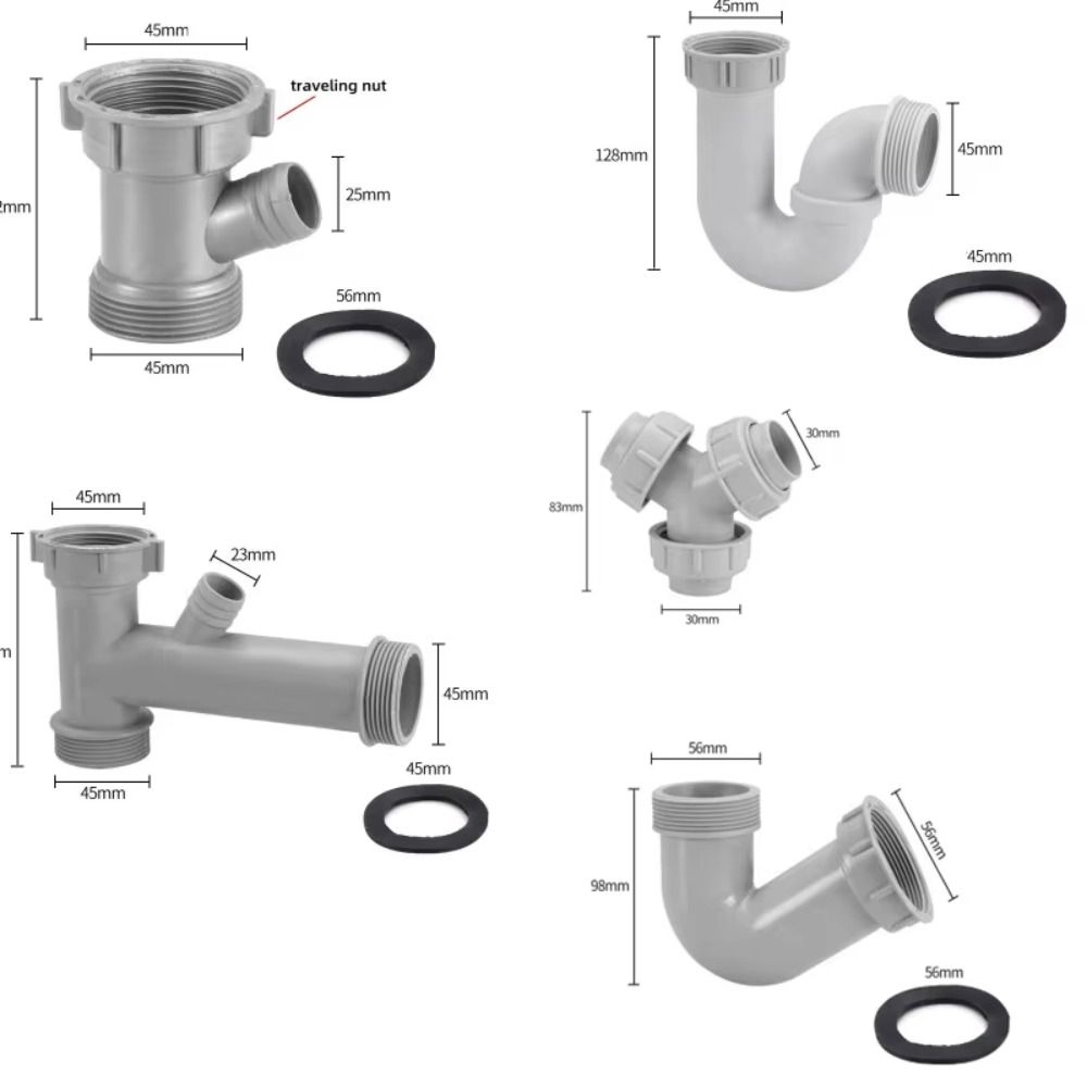 Anti Leak Kitchen Sink Drain Connector Threaded Nut Corrosion Resistant Basin Pipe Fitting Sealing Gasket Waste Pipe Adapter