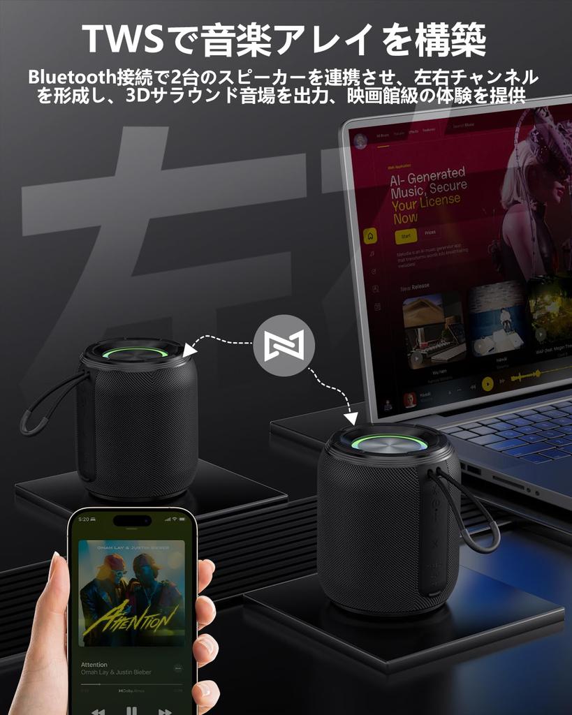 Outstanding Sound Vibrant Musical Bluetooth Portable Deep Bass Bluetooth LED Light Waterproof TWS Completely Compatible [2025 Quality, Notes] Speaker,