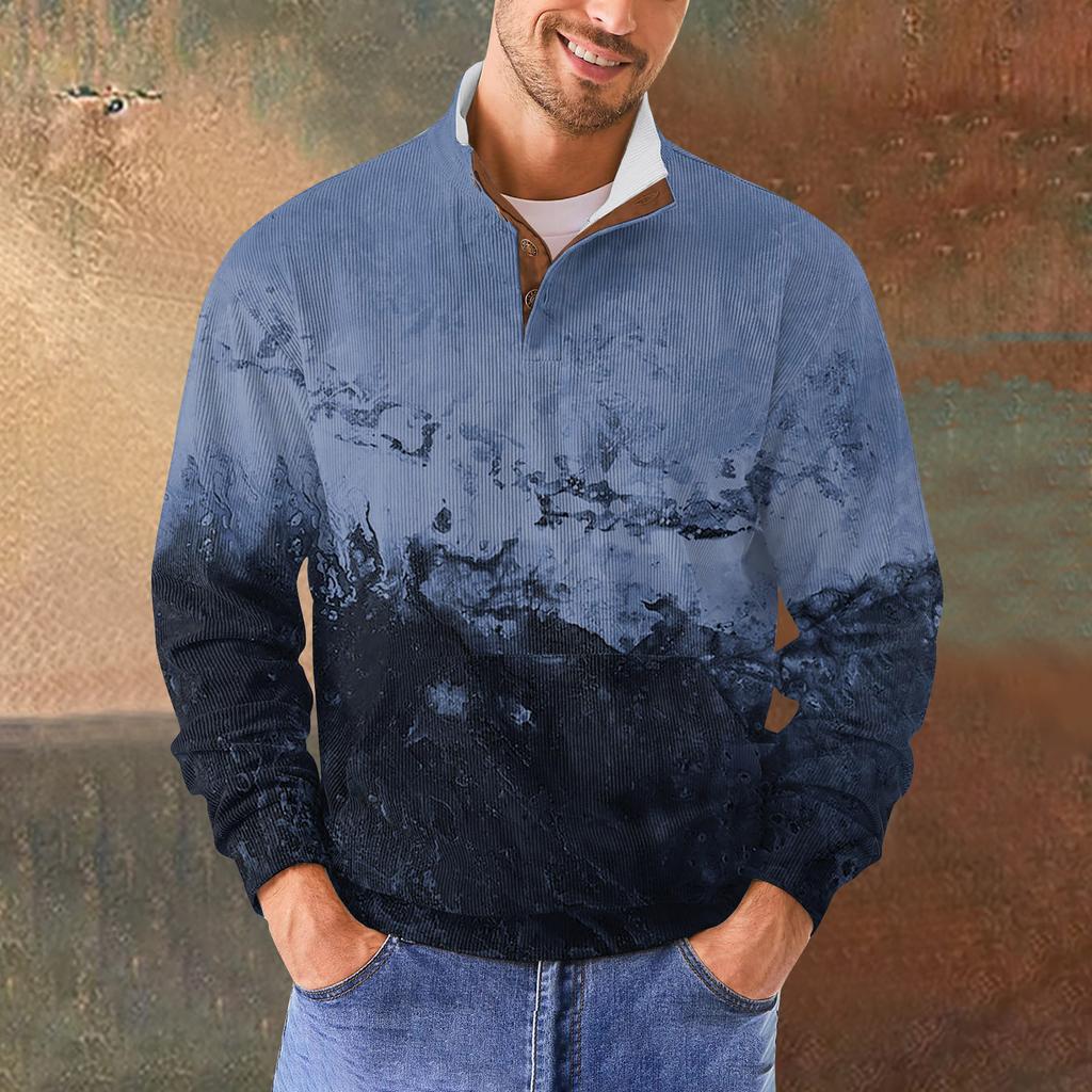 Мужская повседневная толстовка в стиле ретро с градиентным принтом