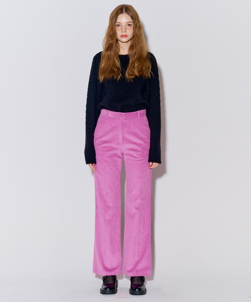 OPENING SUNSHINE Corduroy Long Bootcut Pants Pink