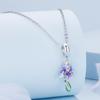 BAMOER Стерлингового Серебра 925 пробы Цветок Ириса Висячие Бусины Фиолетовый Постепенный Эмаль Подвески для Женщин Браслет и Ожерелье Ювелирные Изделия DIY