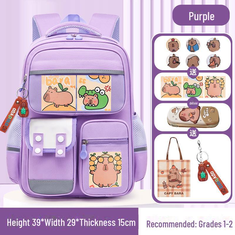 Рюкзак большой вместимости с капибарой для 1-6 классов - Милый и грязеотталкивающий дизайн для мальчиков и девочек