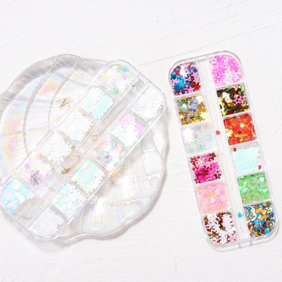 12Grids/Box Nail Sequins Стильные изысканные мини рождественские наклейки для маникюра с блестками для