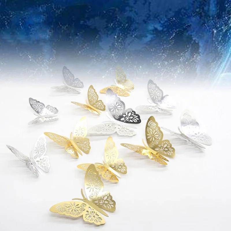 12 шт./комплект 3D настенные наклейки полые бабочки для детских комнат домашний декор стены DIY Mariposas наклейки на холодильник украшение комнаты