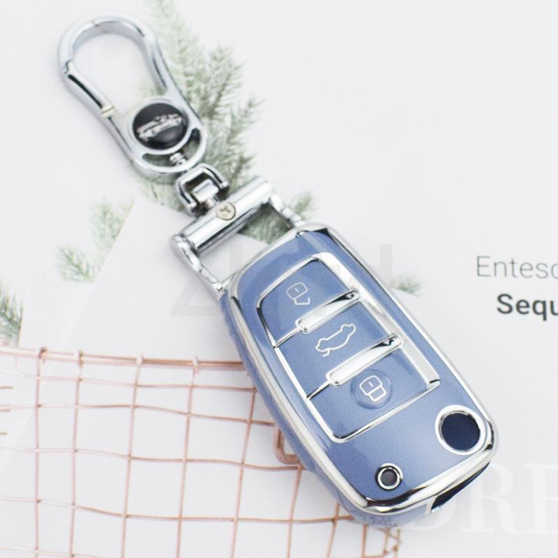 New Soft TPU Car Flip Key Case Cover Shell Fob for A1 A3 A6 A6L Q2 Q3 Q7 TTS R8 S6 RS3 Protector Keychain Auto Accessories
