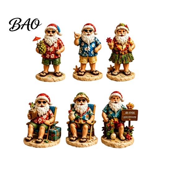 Unique Summer Christmas Decorations 2026 Beach Santa Advent Calendar, 24-Day Acrylic Ornament Set with Tropical Theme Surfing Figures, Tree