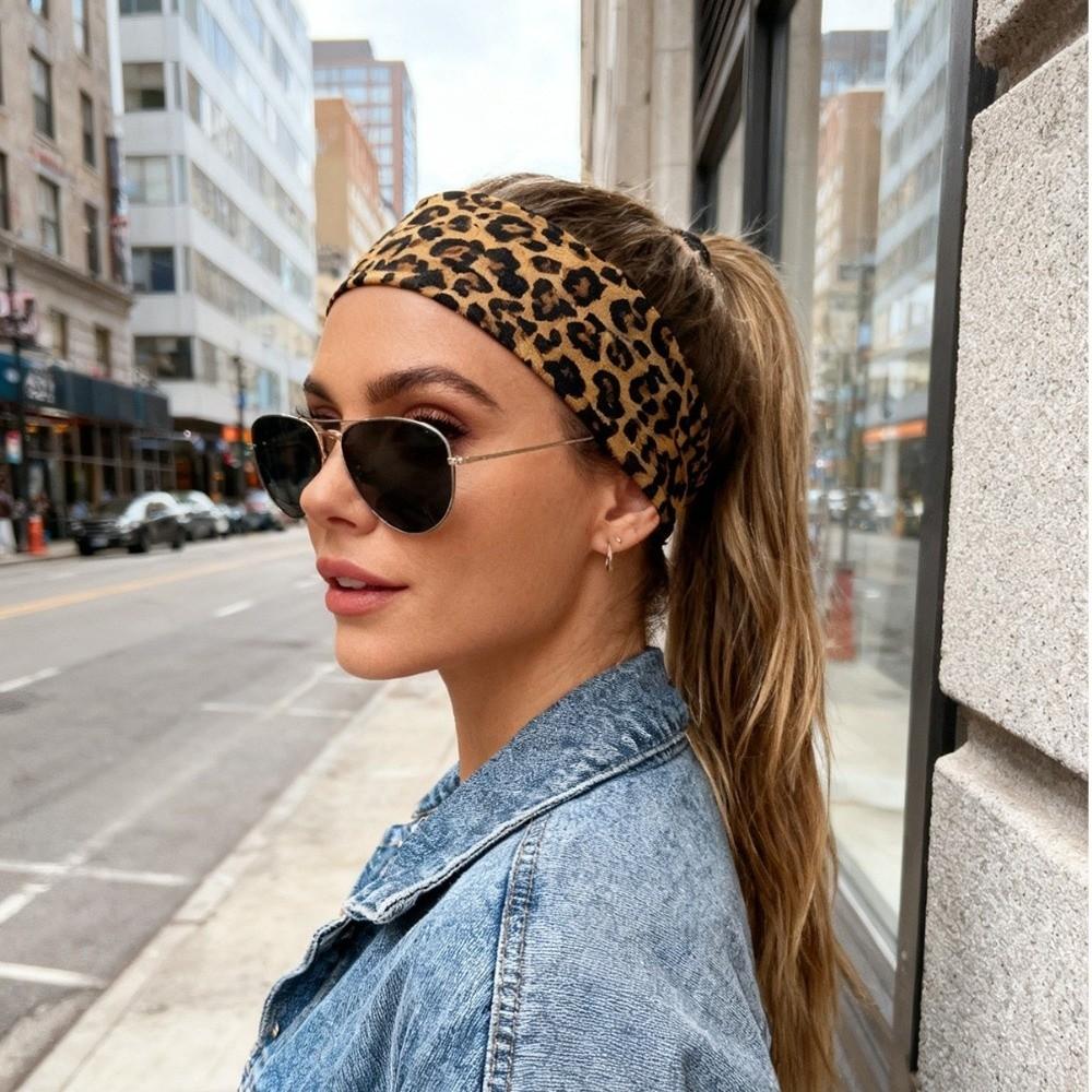 High Elasticity Leopard Print Headband Sweat Absorbing Wide Brim Headband New Yoga Headband Sports