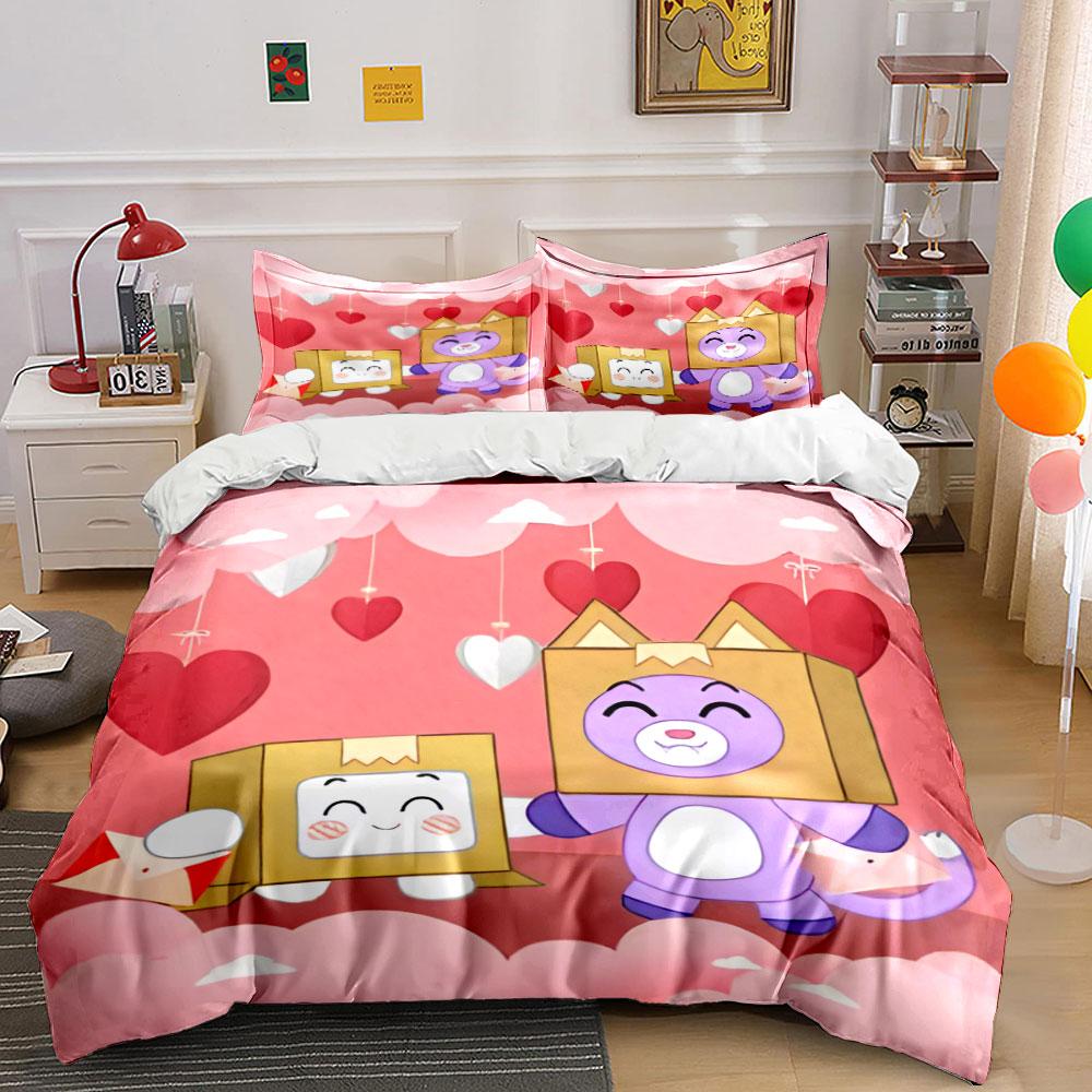Cute Cartoon Heart Bedding Set Bedding Duvet Cover Set Duvet Cover Pillowcases (1 * Duvet Cover 2 * Pillowcases, without duvet insert)