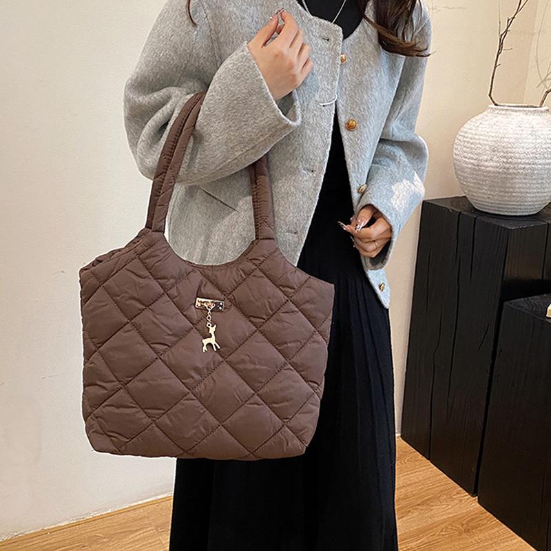 Women Padded Hobo Handbag Casual Crossbody Bag Diamond Quilted Tote Bag Padding Shoulder Bag Slouchy Travel Bag