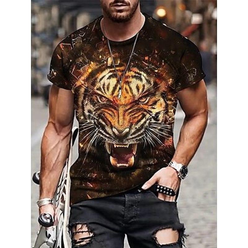 Men's T Shirt Tee Graphic Animal Lion Crew Neck Clothing Apparel 3D Print Outdoor Daily Short Sleeve Print Vintage Fashion Designer