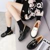 British Style Small Leather Shoes with Fleece Lining for Warmth 2025 Winter New Style French Bow Thick-soled Loafers for Women